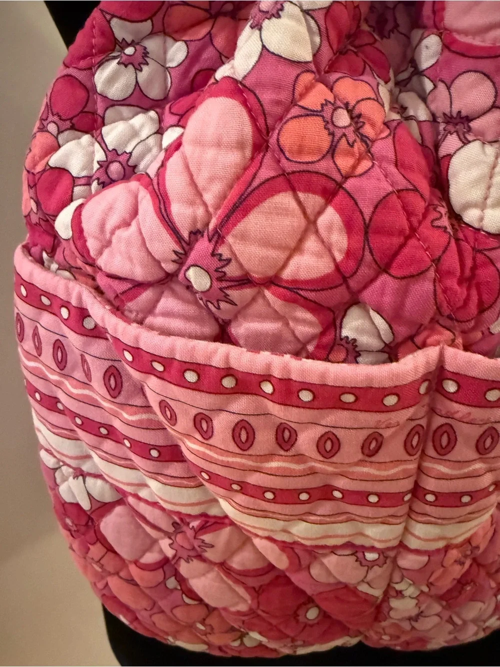 Quilted Pink Floral Drawstring Backpack Vera Bradley